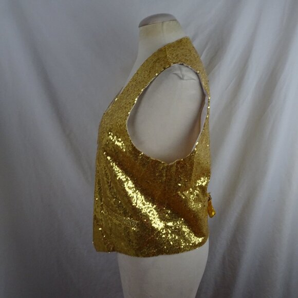Adult Gold Shiny Sequin Vest Size M - Picture 2 of 11